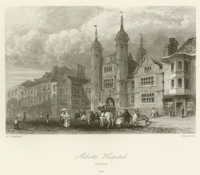 Abbotts Ziekenhuis, Guildford, 1840 door George Sidney after Shepherd