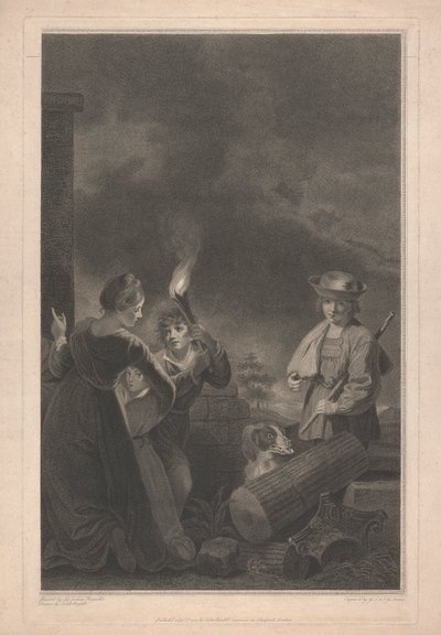 Westelijk raam van de kapel, New College Oxford: Herderjongen en hond, deel van het kerstvenster door George Siegmund Facius
