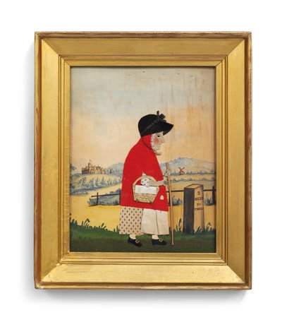 De ganzenvrouw voor een mijlpaal, c.1840 door George Smart