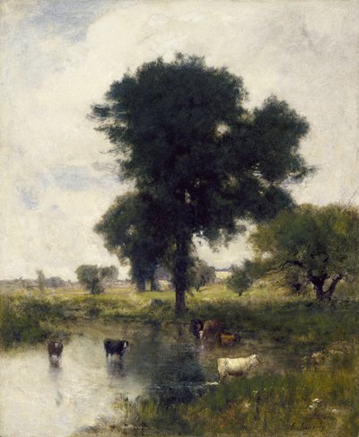 Vee in de Poel (Een Zomerlandschap) door George Snr. Inness