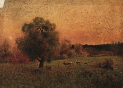 Koeien in een veld door George Snr. Inness