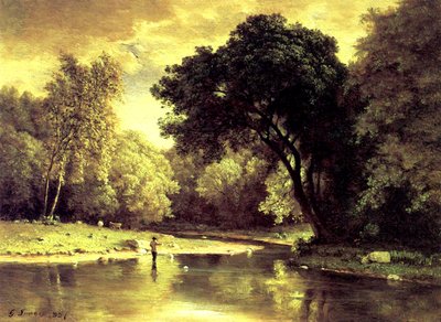 Visser in een Stroom door George Snr. Inness