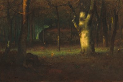 Zonsondergang in het bos, 1891 door George Snr. Inness