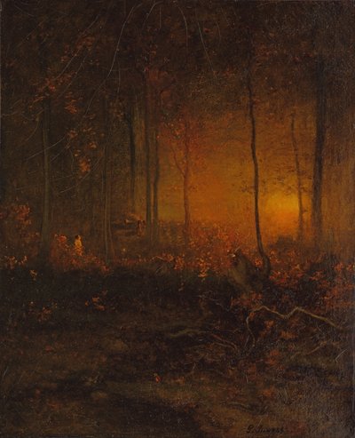 De zonsondergang bekijken door George Snr. Inness