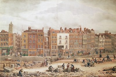 Een uitzicht op High Street Southwark als de Oude Weg door George Snr Scharf