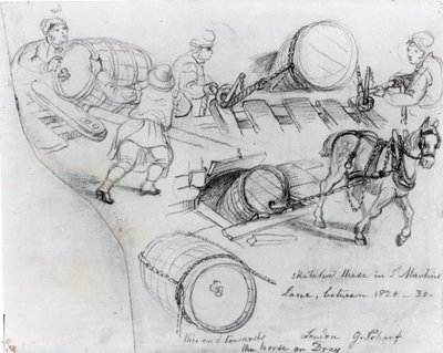 Bierdragers en paard, ca. 1820-30 door George Snr Scharf