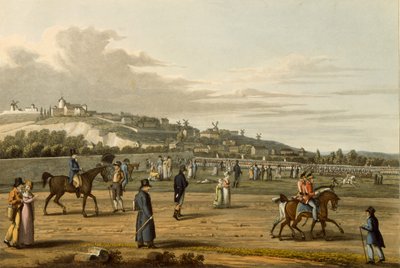 Beoordeling van de Engelse Troepen bij Montmartre door de Hertog van Wellington, 21 oktober 1815, gegraveerd door M. Dubourg door George Snr after Scharf