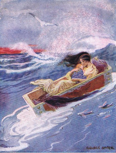 Weg en uit naar zee dreven de moeder en de baby, uit The Heroes gepubliceerd door George Allen en Unwin 1929 door George Soper
