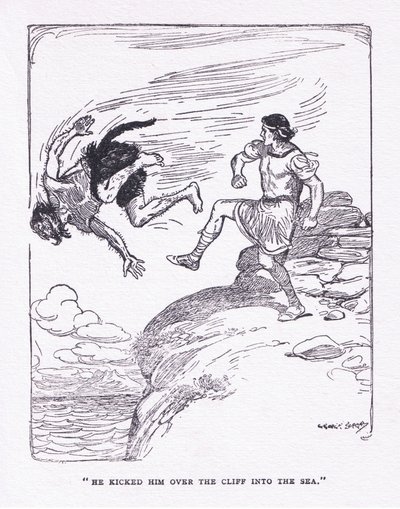 Hij schopte hem van de klif in de zee, uit De Helden uitgegeven door George Allen and Unwin 1929 door George Soper
