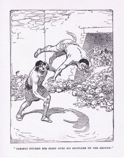 De zee gooide hem recht over zijn schouder op de grond, uit The Heroes gepubliceerd door George Allen en Unwin 1929 door George Soper