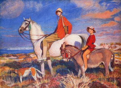 Hilda en Mary bij Studland Bay, Dorset door George Spencer Watson