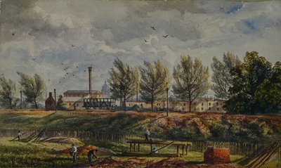 Het snijden van de Great Northern Rail bij Kings Cross, een schets uit de natuur door George Stewart