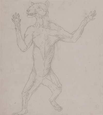 Een vergelijkende anatomische uiteenzetting van de structuur van het menselijk lichaam met dat van een tijger en een hoender:  Tijgerlichaam, staand in menselijke houding door George Stubbs