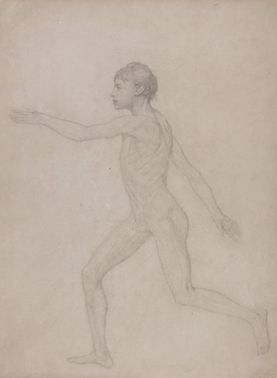 Een vergelijkende anatomische uiteenzetting van de structuur van het menselijk lichaam met dat van een tijger en een hoender: Menselijke figuur, zijaanzicht (Voorontwerp voor de definitieve studie voor Tabel VIII) door George Stubbs
