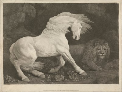 Een paard geschrokken door een leeuw door George Stubbs
