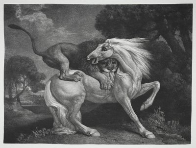 Een paard aangevallen door een leeuw door George Stubbs