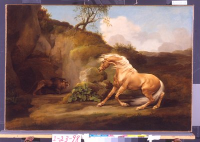 Een paard bang gemaakt door een leeuw, ca. 1790-5 door George Stubbs