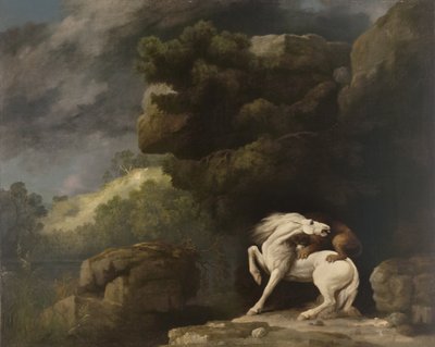 Een Leeuw die een Paard Aanvalt door George Stubbs