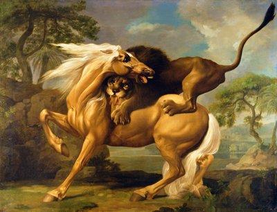 Een leeuw die een paard aanvalt, c.1762 door George Stubbs