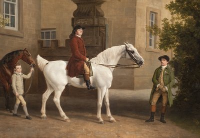 Detail van William Henry Cavendish Bentinck, 3e hertog van Portland voor de stallen van Welbeck Abbey door George Stubbs