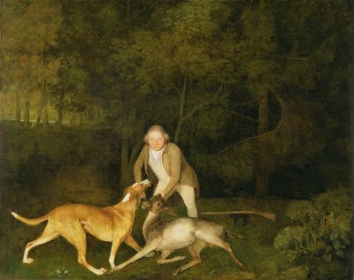 Freeman, de Jachtopziener van de Graaf van Clarendon, Met een Stervende Hert en Hond door George Stubbs
