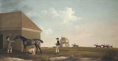 Gimcrack op Newmarket Heath, met een trainer, een staljongen en een jockey, 1765 door George Stubbs
