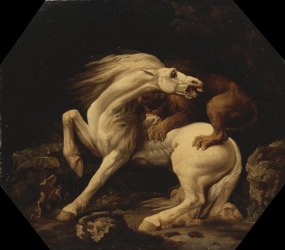 Paard aangevallen door een leeuw (Aflevering C) door George Stubbs