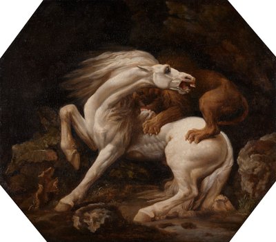Paard aangevallen door een leeuw Episode C, tussen 1768 en 1769 door George Stubbs