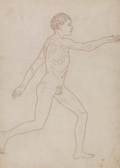 Menselijke figuur, lateraal aanzicht (Omtreksstudie in omgekeerde richting van Tabel VIII) door George Stubbs