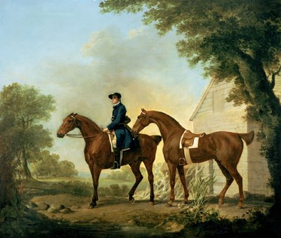 De Jagers van Mr. Crewe met een Staljongen bij een Houten Schuur door George Stubbs