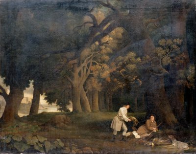 Schietscène in het bos door George Stubbs
