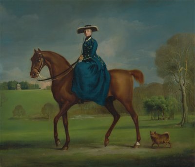 De Gravin van Coningsby in het kostuum van de Charlton Hunt, ca. 1760 door George Stubbs