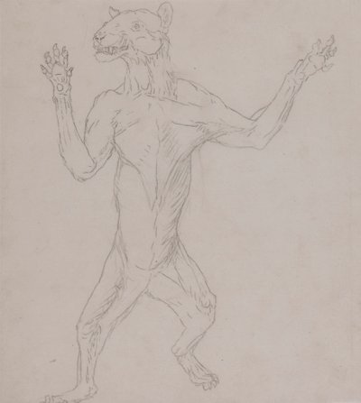 Tijgerlichaam, staand in menselijke houding door George Stubbs