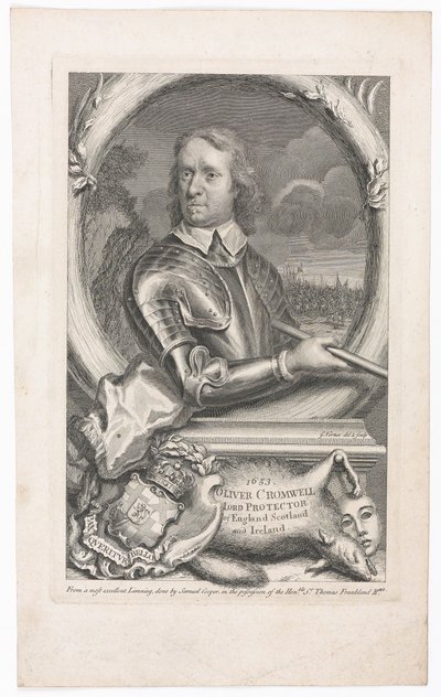 1653 Oliver Cromwell Lord Protector van Engeland, Schotland en Ierland door George Vertue
