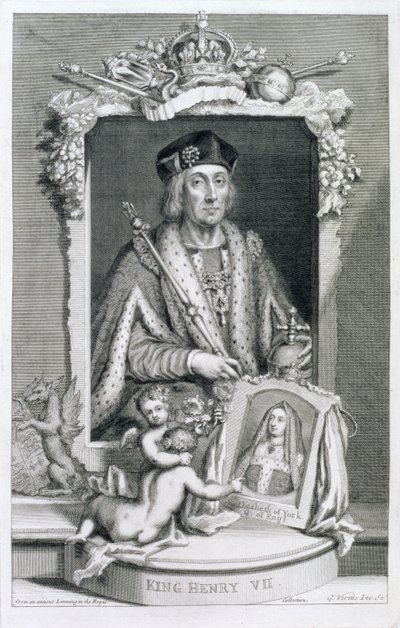 Hendrik VII, Koning van Engeland vanaf 1485, naar een portret in de Koninklijke Collectie, gegraveerd door de kunstenaar door George Vertue
