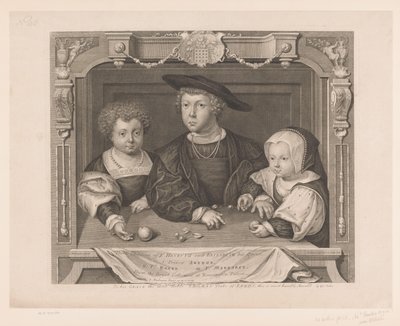 Portret van Dorothea, Johan en Christina van Denemarken door George Vertue