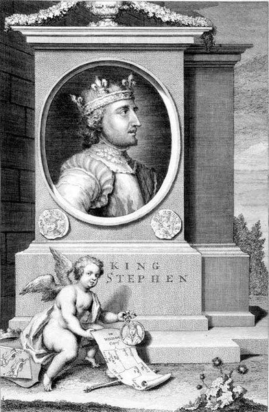 Stephen Koning van Engeland, gegraveerd door de kunstenaar door George Vertue