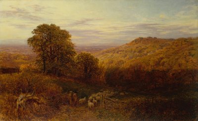 Zonlicht dat blijft hangen op de herfstbossen door George Vicat Cole