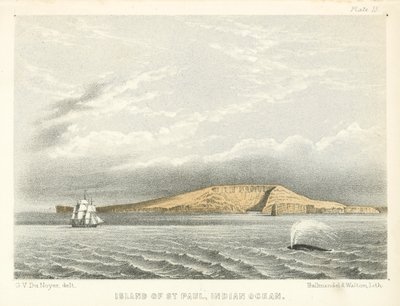 Eiland Sint-Paulus, Indische Oceaan (ingekleurde gravure) door George Victor Du Noyer