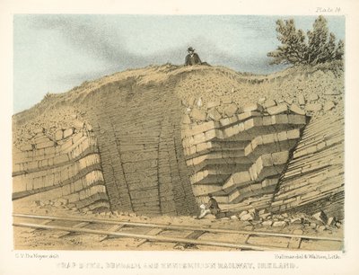 Trap Dyke, Dundalk and Enniskillen Railway, Ierland (ingekleurde gravure) door George Victor Du Noyer