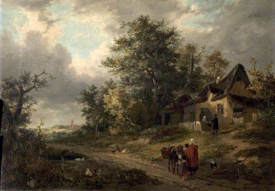 Landschap met Huisjes en Tinker, 1828 door George Vincent