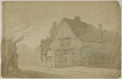 Smidse in Guildford (recto); Schets van twee boomstammen (verso) door George Wallwyn Shepheard