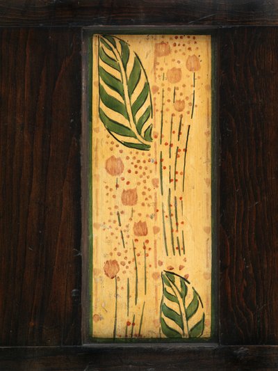 Decoratief wandpaneel (geschilderd eikenhout) door George Walton