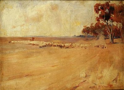 Landschap, Rounding Stock, Australië door George Washington Lambert