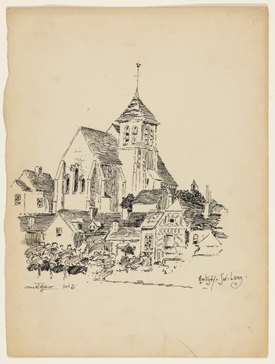Kerk in Montigny-Sur-Loing, Frankrijk, Reisschets door George Washington Maher