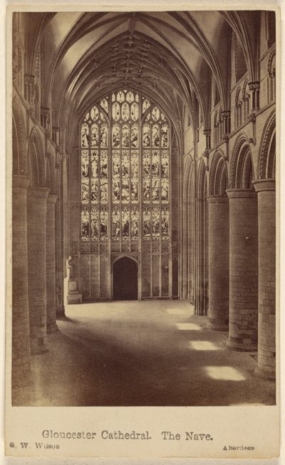 Kathedraal van Gloucester. Het middenschip. door George Washington Wilson