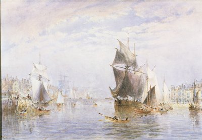 Kleine Vaartuigen op de Rivier bij Whitby Bridge, 1877 door George Weatherill