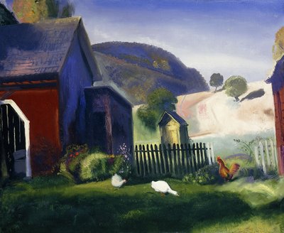 Boerenerf en kippen, 1924 door George Wesley Bellows
