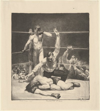 Uitgeteld, eerste steen door George Wesley Bellows