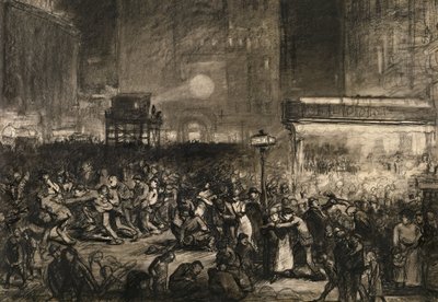 Verkiezingsnacht Times Square door George Wesley Bellows